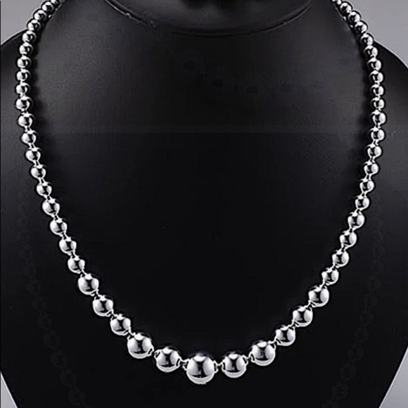 STERLING SILVER BEADED BALL MATCHING NECKLACE BRACELET SET - Picture 7 of 12